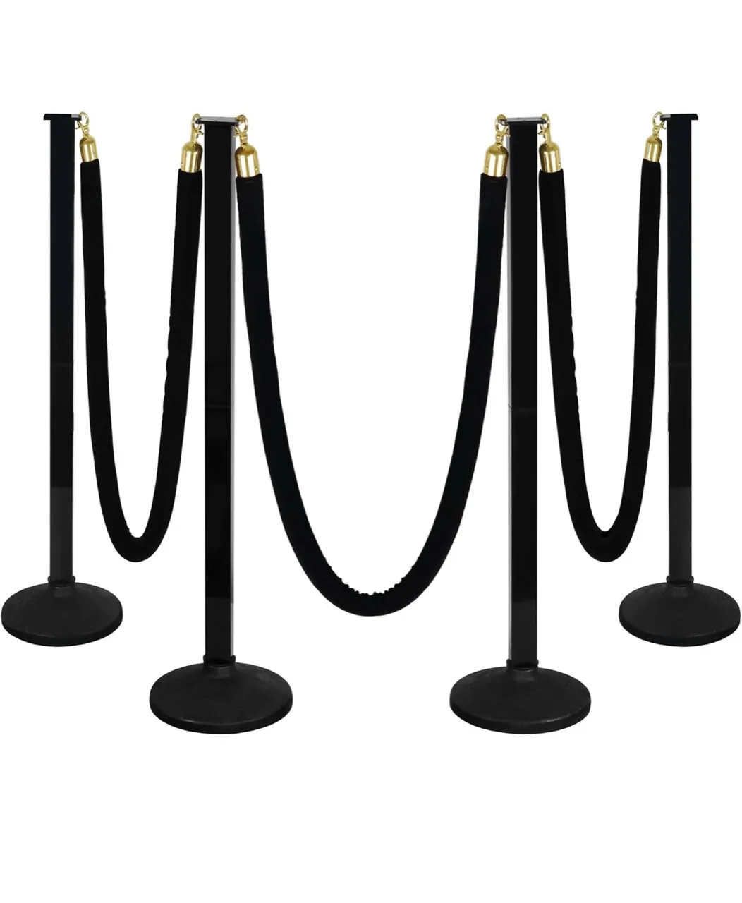 Black stanchion posts with black ropes